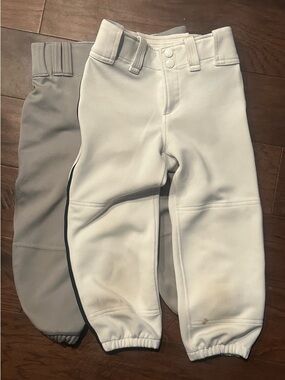 2 Pair Youth Small Softball Pants in White and Gray